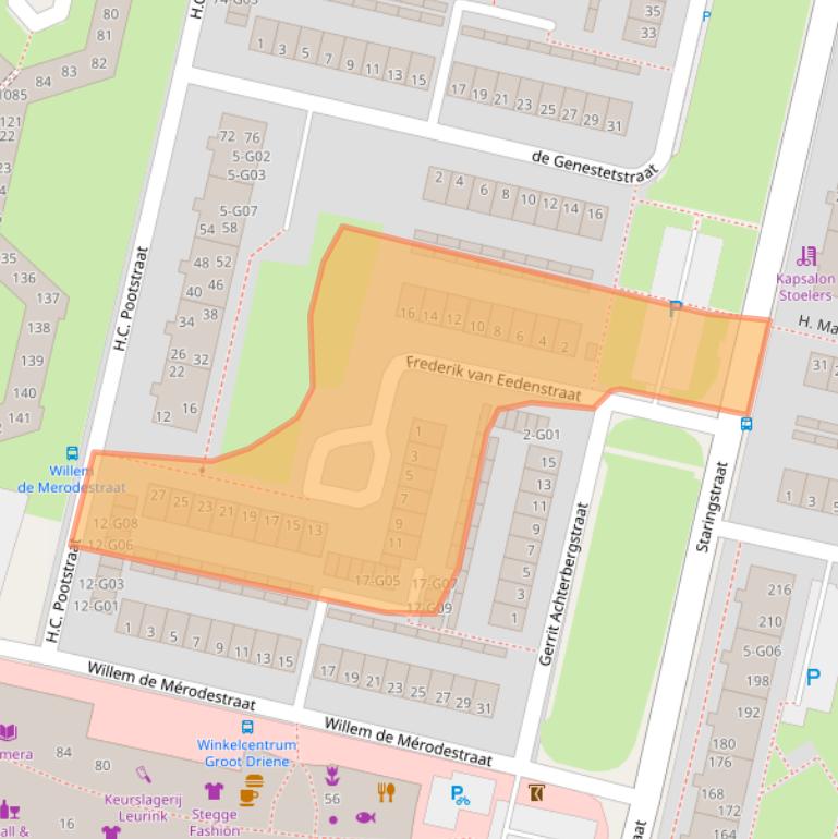 Kaart van postcodegebied 7552WT.