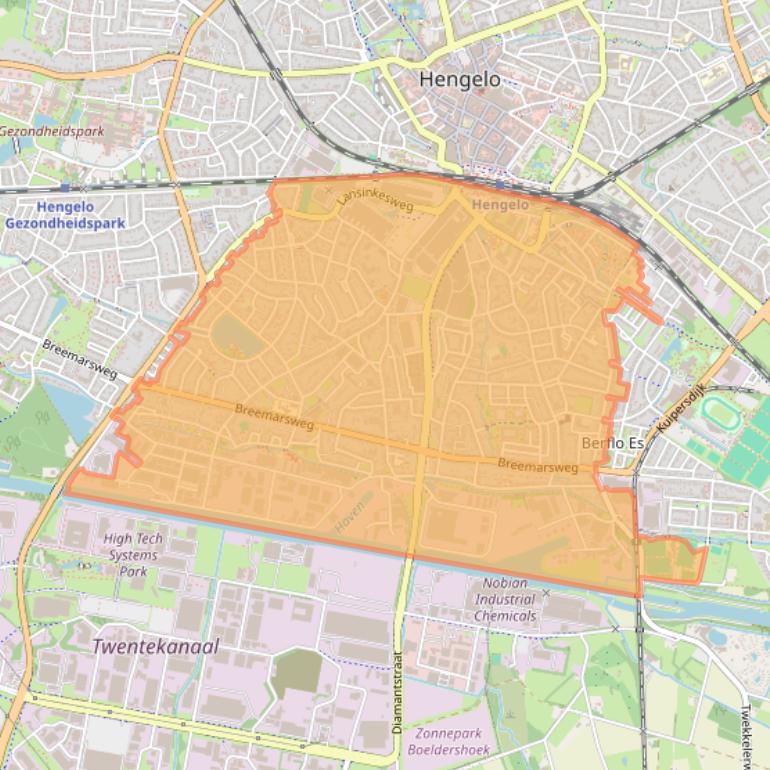 Kaart van postcodegebied 7553.