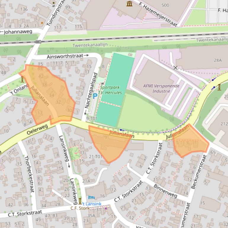 Kaart van postcodegebied 7553AB.