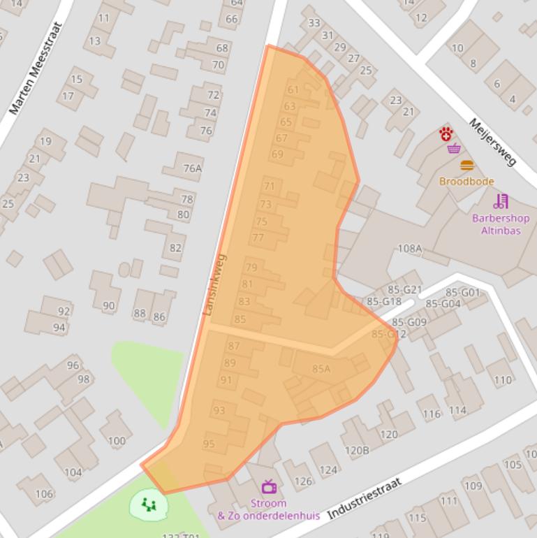 Kaart van postcodegebied 7553AJ.