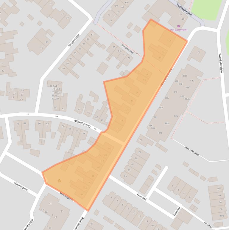 Kaart van postcodegebied 7553KJ.