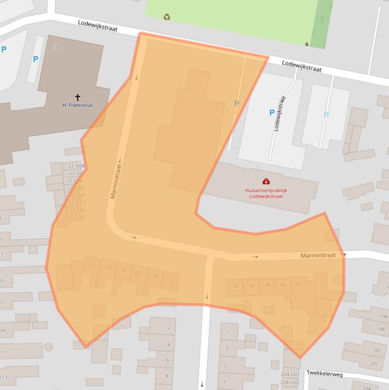 Kaart van postcodegebied 7553LC.