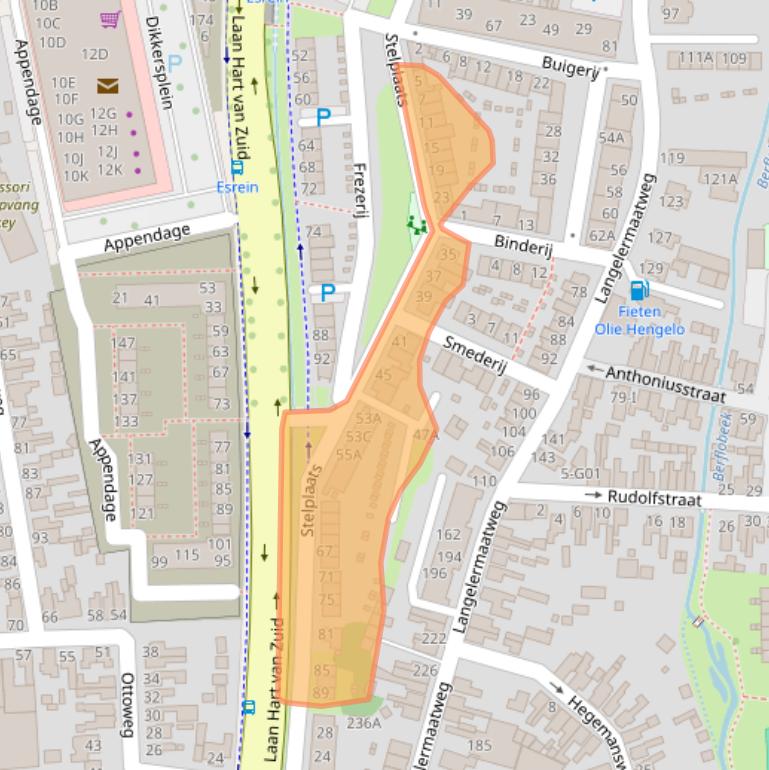 Kaart van postcodegebied 7553PC.