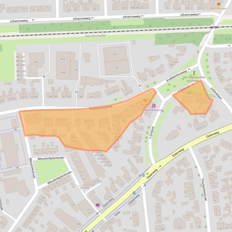 Kaart van postcodegebied 7555EC.