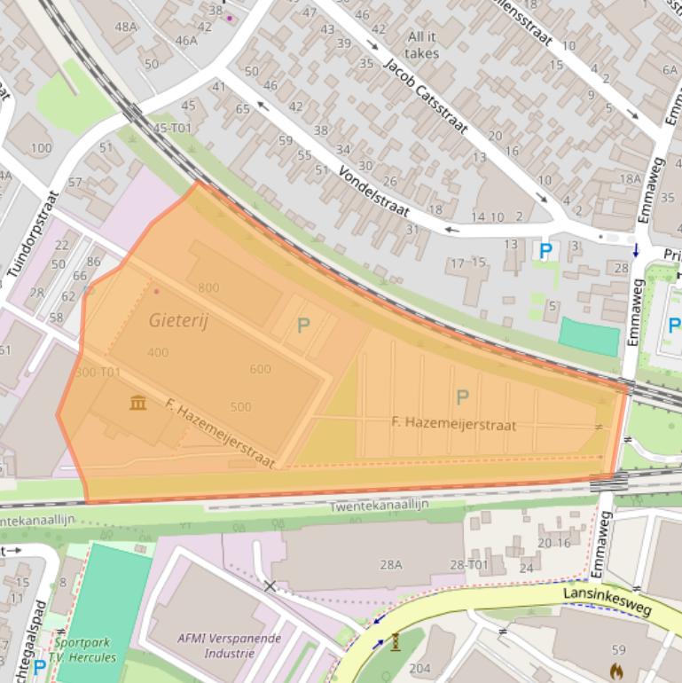 Kaart van postcodegebied 7555RJ.