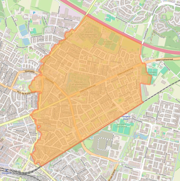 Kaart van postcodegebied 7557.