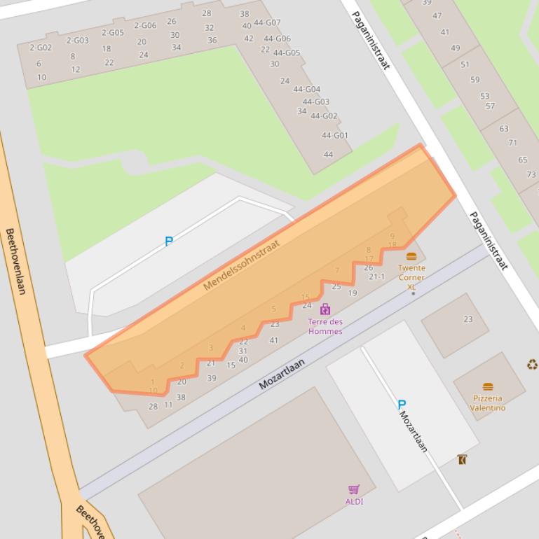 Kaart van postcodegebied 7557BH.