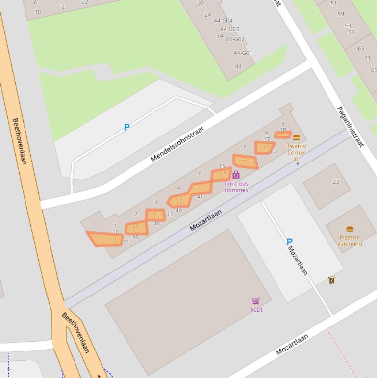 Kaart van postcodegebied 7557BJ.