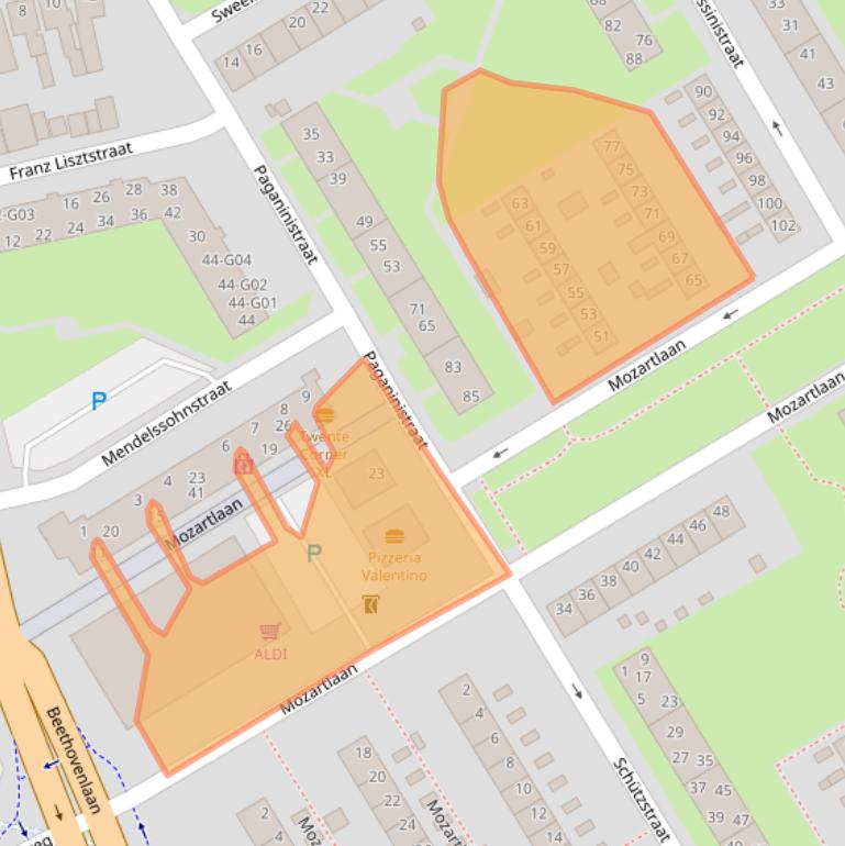 Kaart van postcodegebied 7557DK.