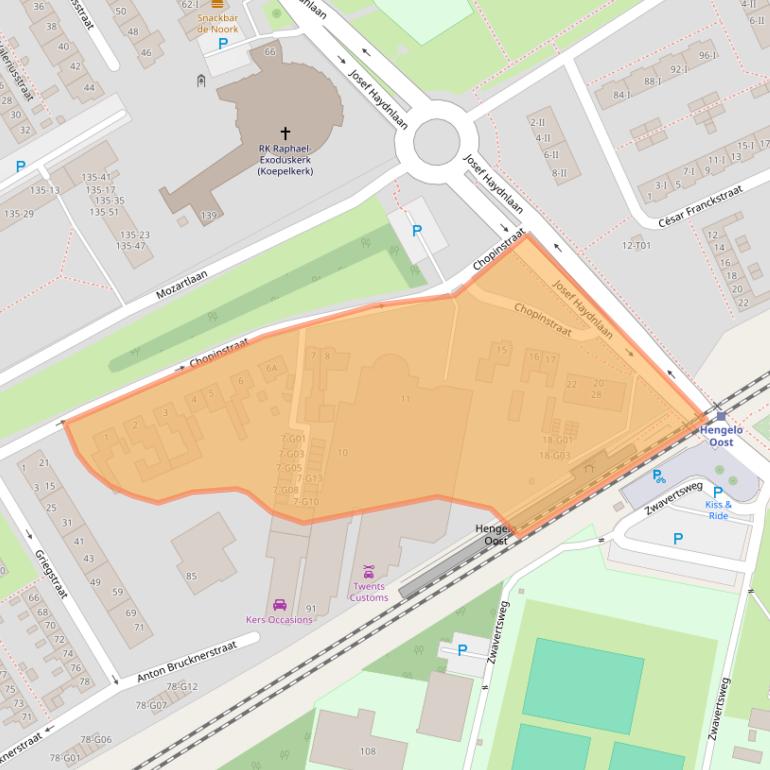 Kaart van postcodegebied 7557EH.