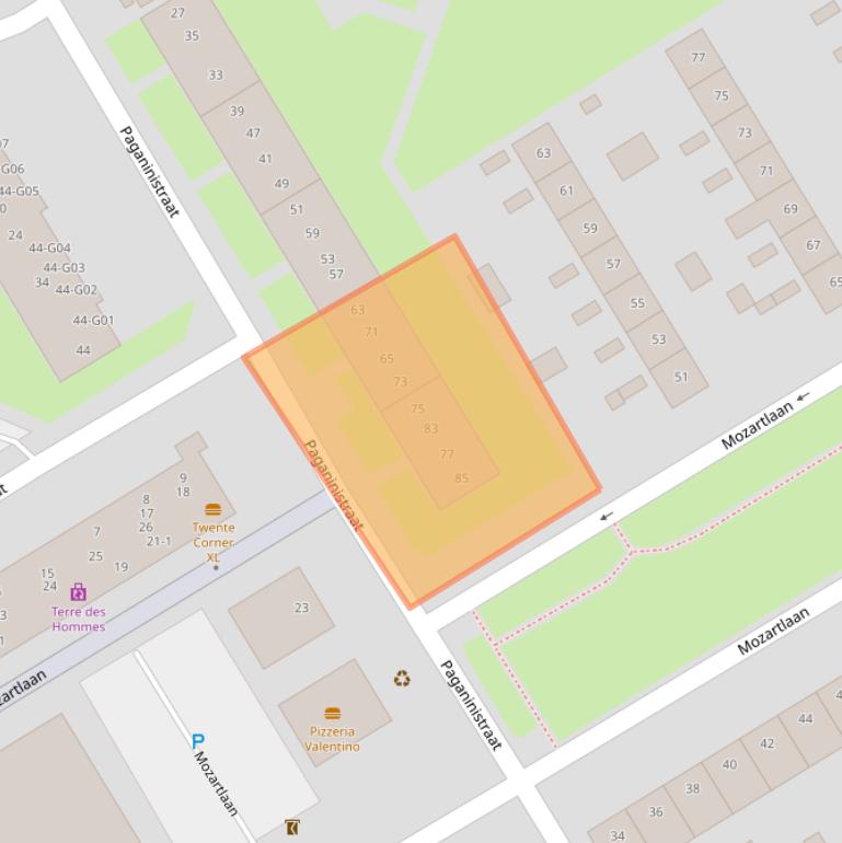 Kaart van postcodegebied 7557EP.