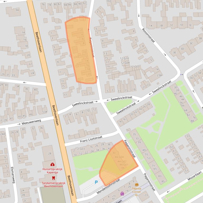 Kaart van postcodegebied 7557ER.