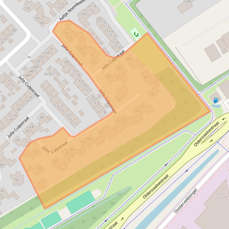 Kaart van postcodegebied 7558JB.