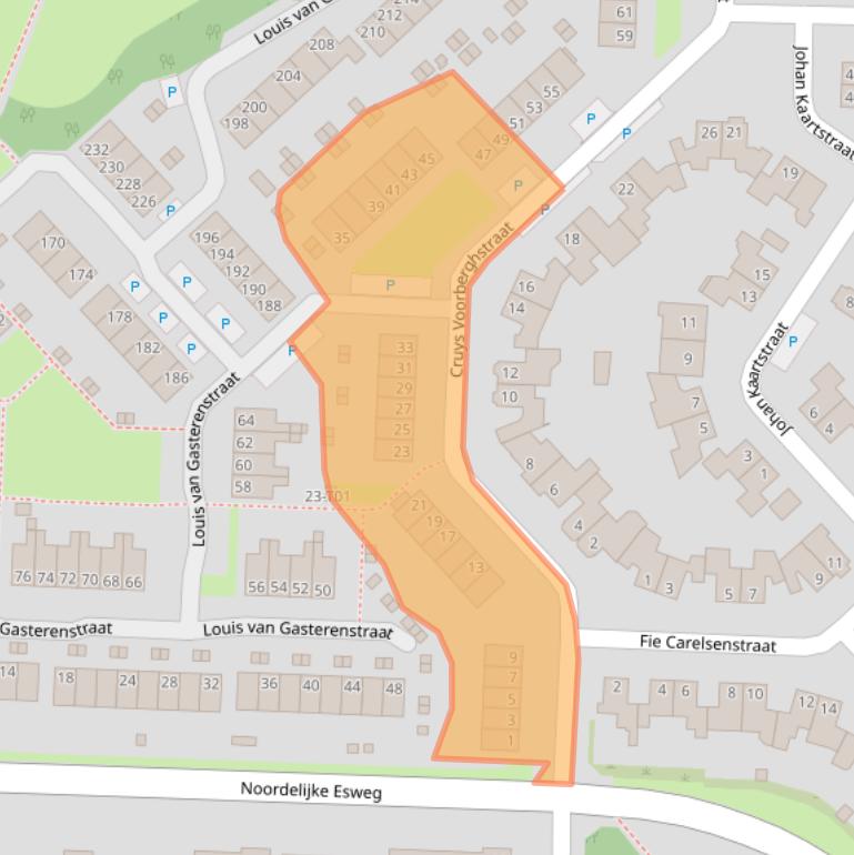 Kaart van postcodegebied 7558WS.