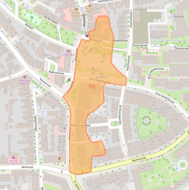 Kaart van postcodegebied 7571BJ.