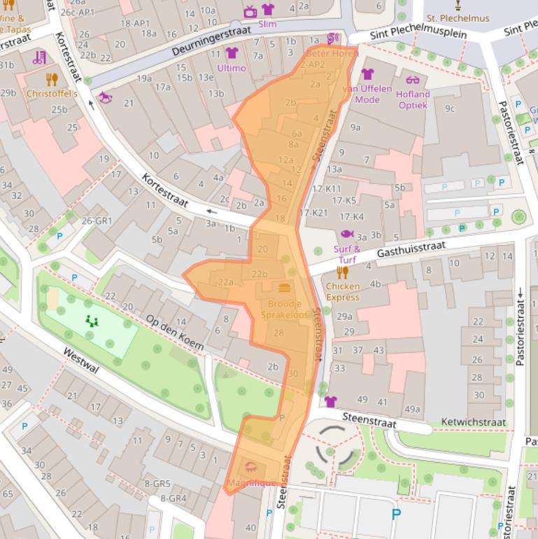 Kaart van postcodegebied 7571BK.