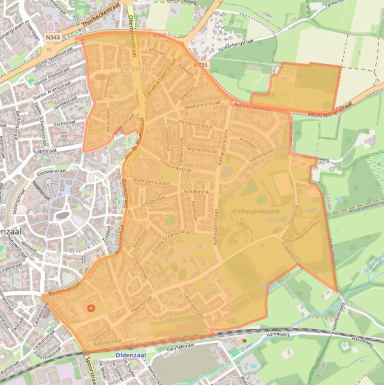 Kaart van postcodegebied 7573.