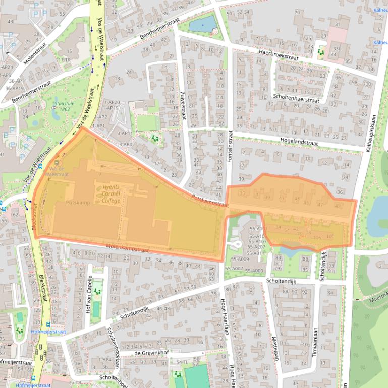 Kaart van postcodegebied 7573CC.