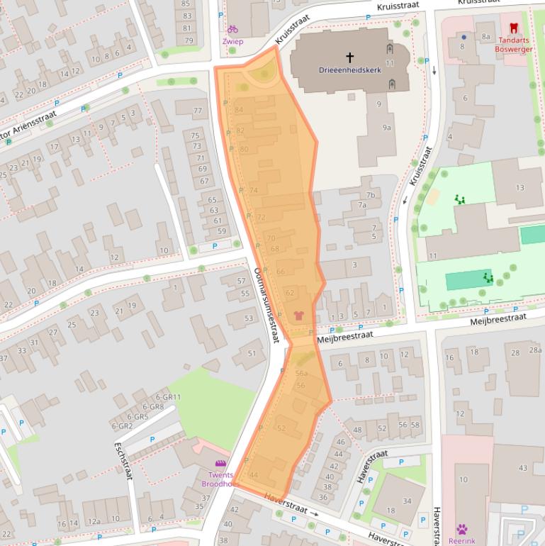 Kaart van postcodegebied 7573GM.