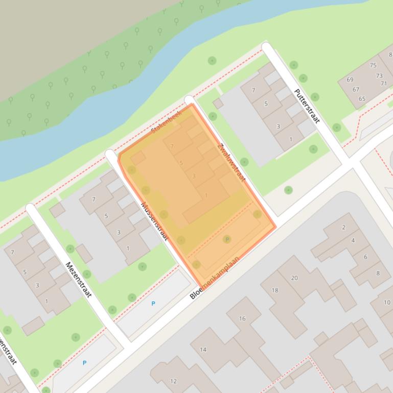 Kaart van postcodegebied 7574TE.