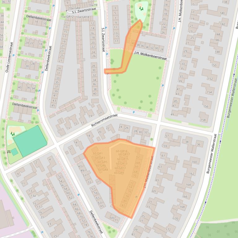 Kaart van postcodegebied 7574XD.