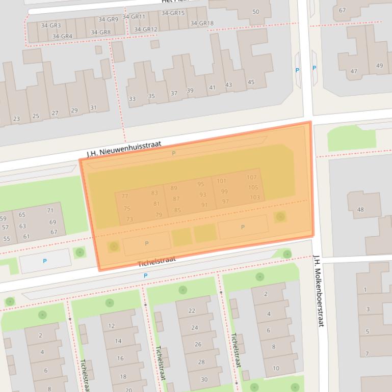 Kaart van postcodegebied 7574XW.