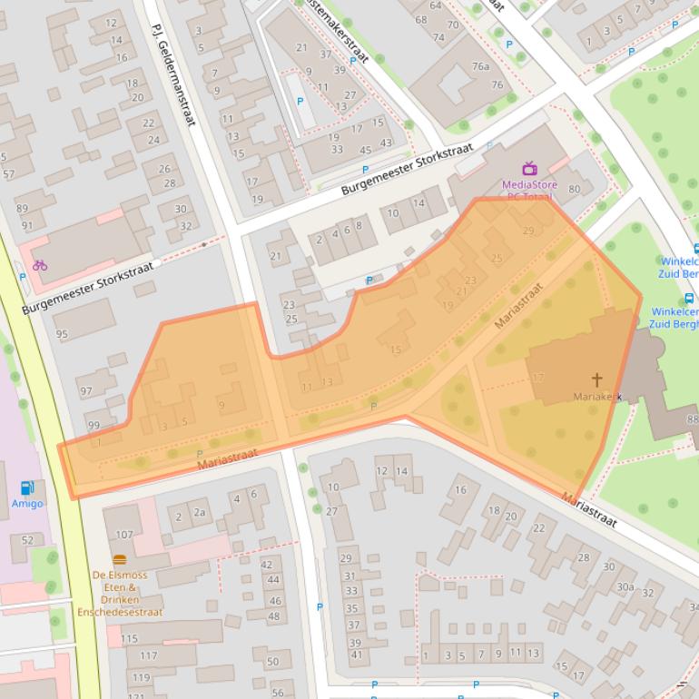 Kaart van postcodegebied 7574ZN.