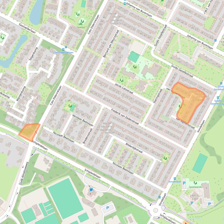 Kaart van postcodegebied 7576AE.