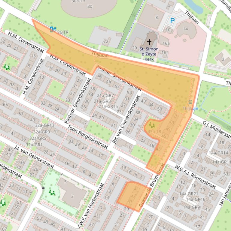 Kaart van postcodegebied 7576BJ.