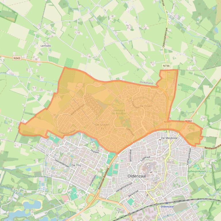 Kaart van postcodegebied 7577.