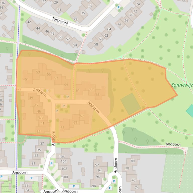 Kaart van postcodegebied 7577AX.
