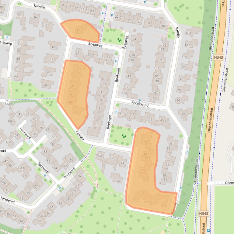 Kaart van postcodegebied 7577HT.