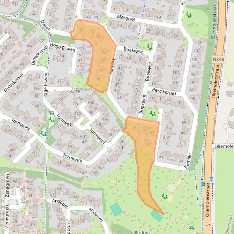 Kaart van postcodegebied 7577HW.