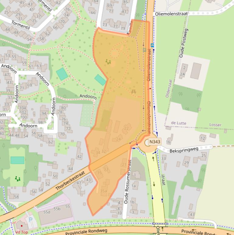 Kaart van postcodegebied 7577PR.