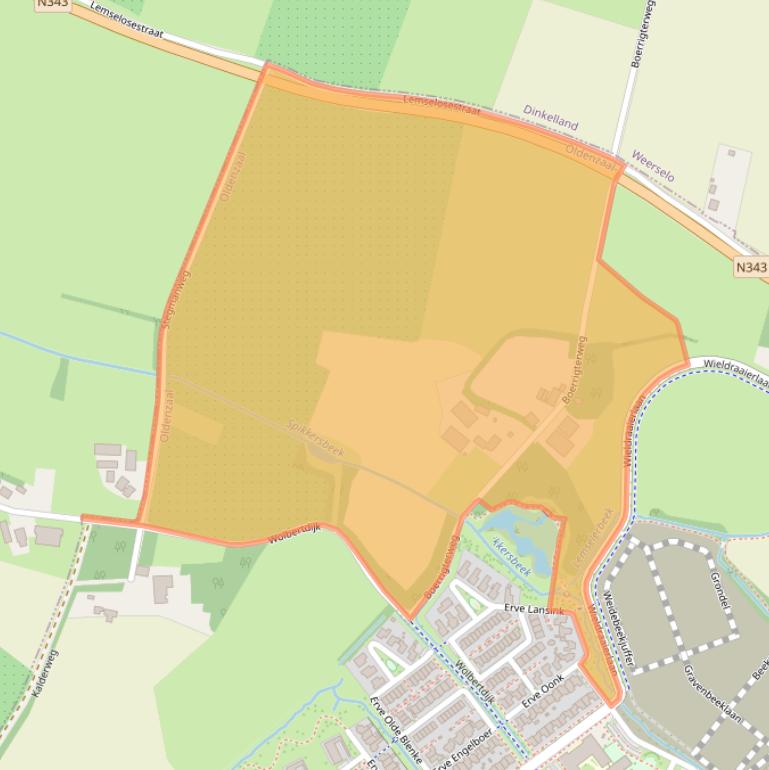 Kaart van postcodegebied 7577RA.