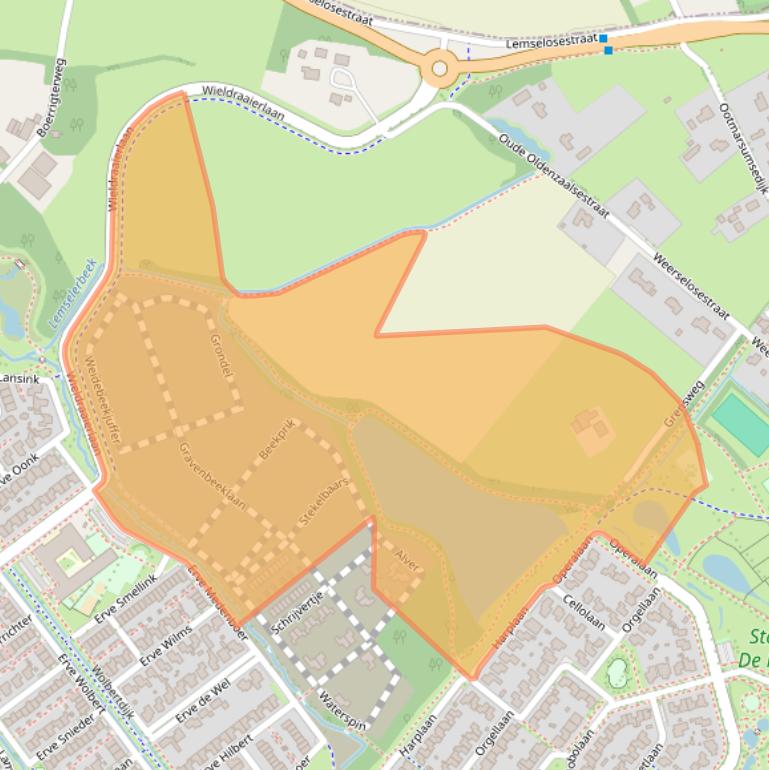 Kaart van postcodegebied 7577RJ.