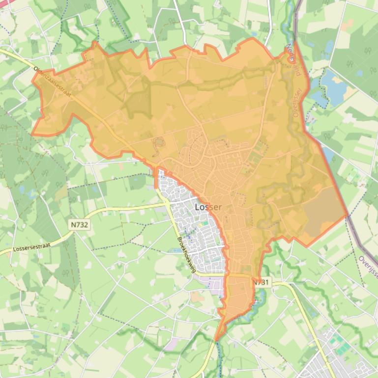 Kaart van postcodegebied 7581.