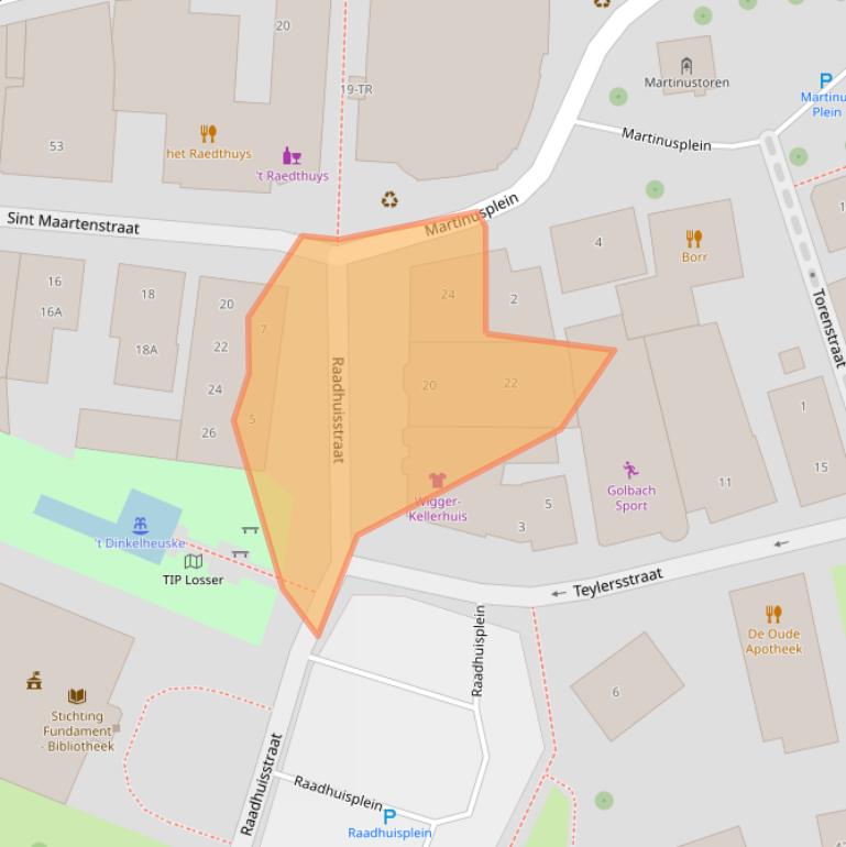 Kaart van postcodegebied 7581AA.