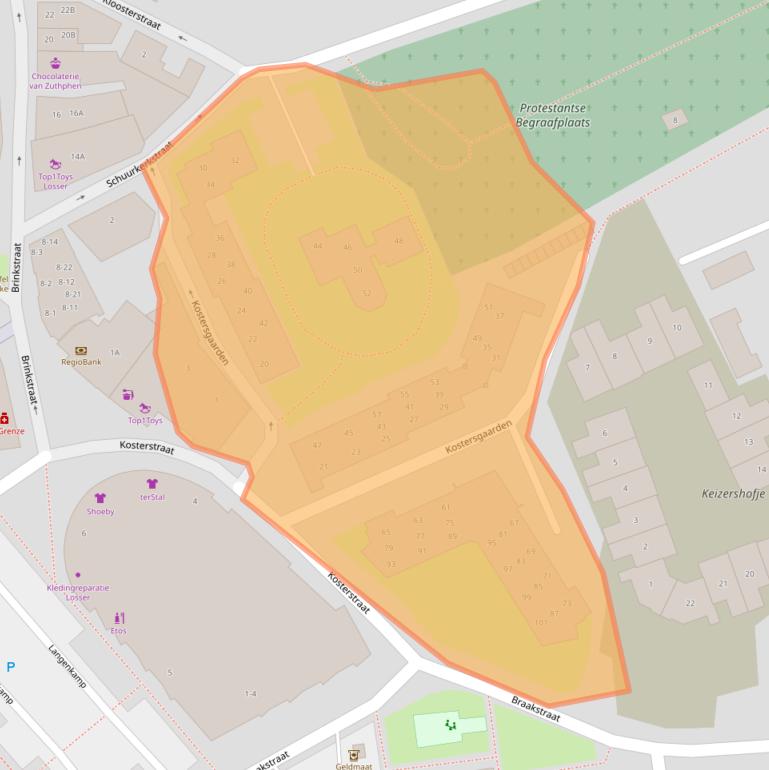 Kaart van postcodegebied 7581AC.