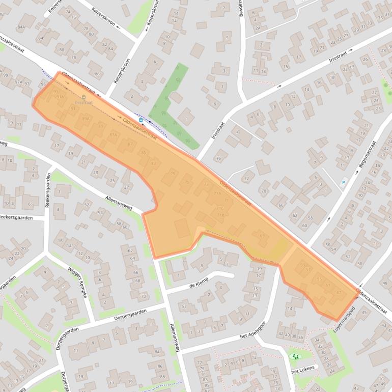 Kaart van postcodegebied 7581AT.