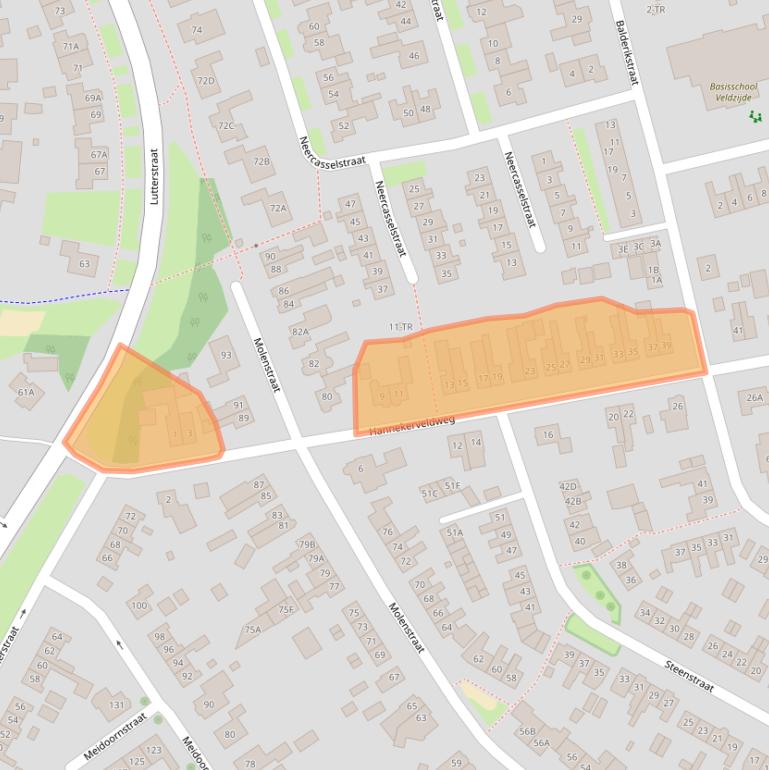 Kaart van postcodegebied 7581BC.