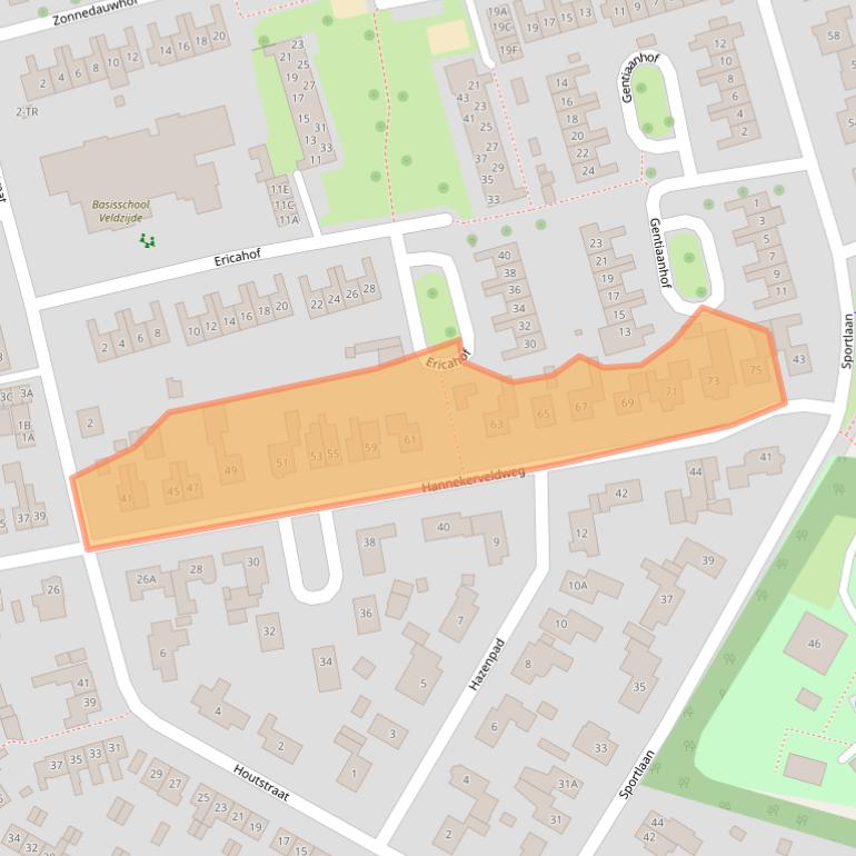Kaart van postcodegebied 7581BD.