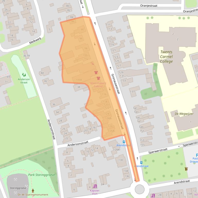 Kaart van postcodegebied 7581CJ.