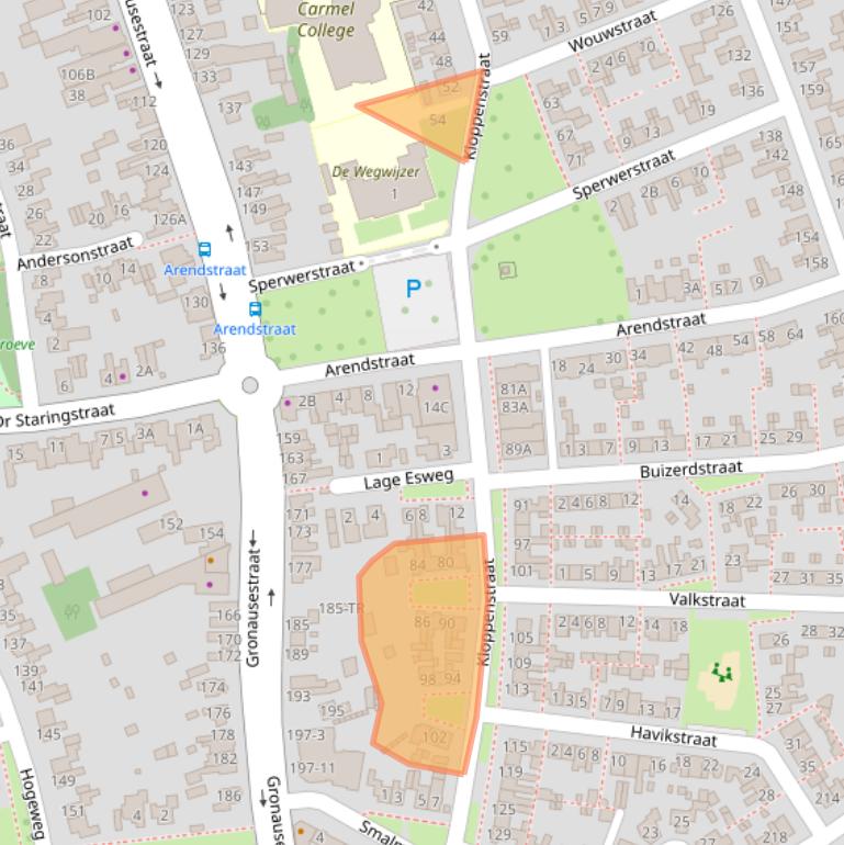 Kaart van postcodegebied 7581EE.