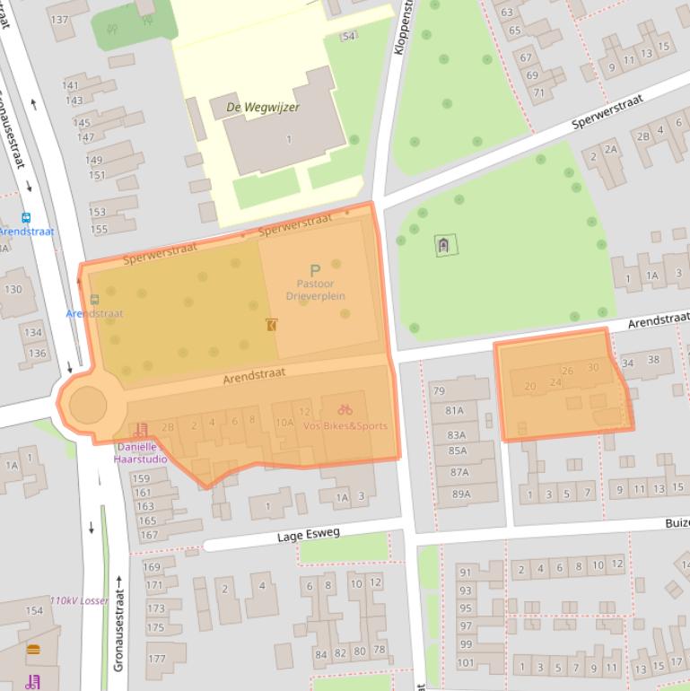 Kaart van postcodegebied 7581ET.