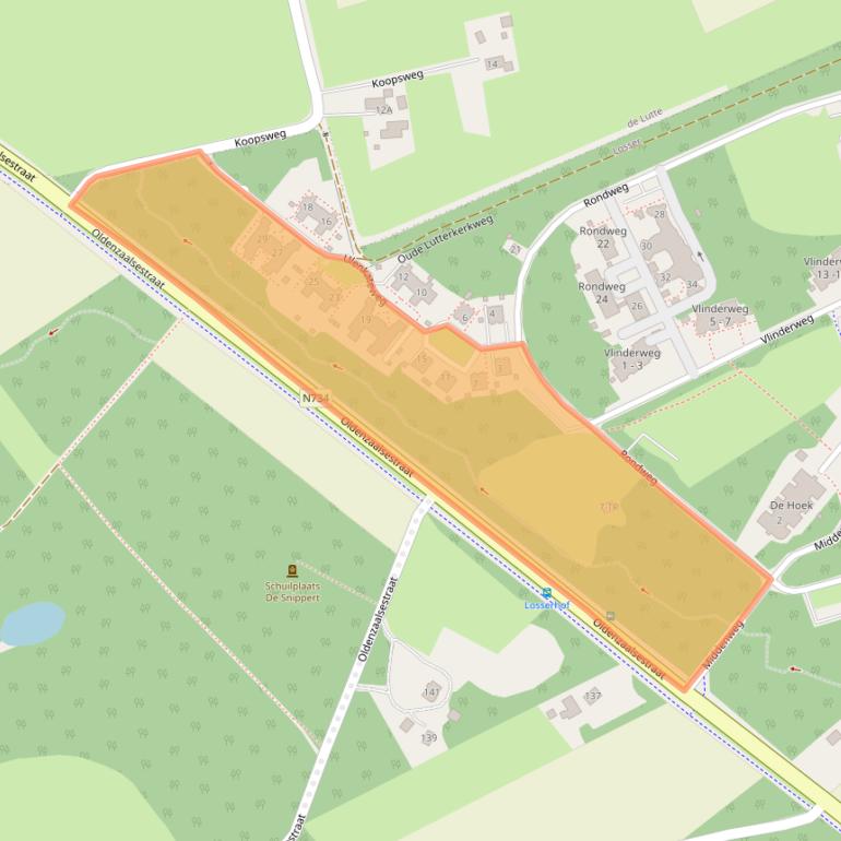 Kaart van postcodegebied 7581KD.