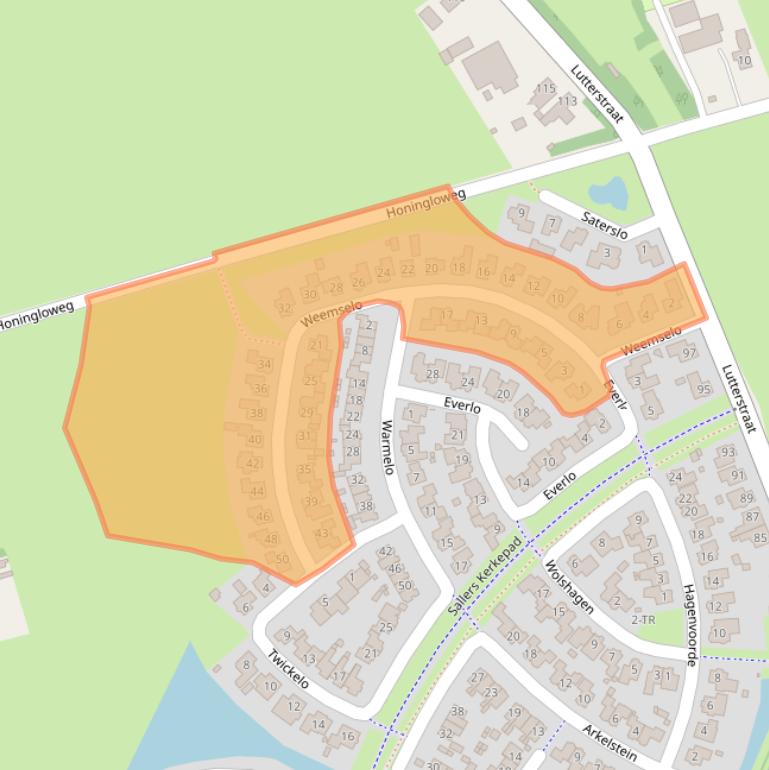 Kaart van postcodegebied 7581RC.