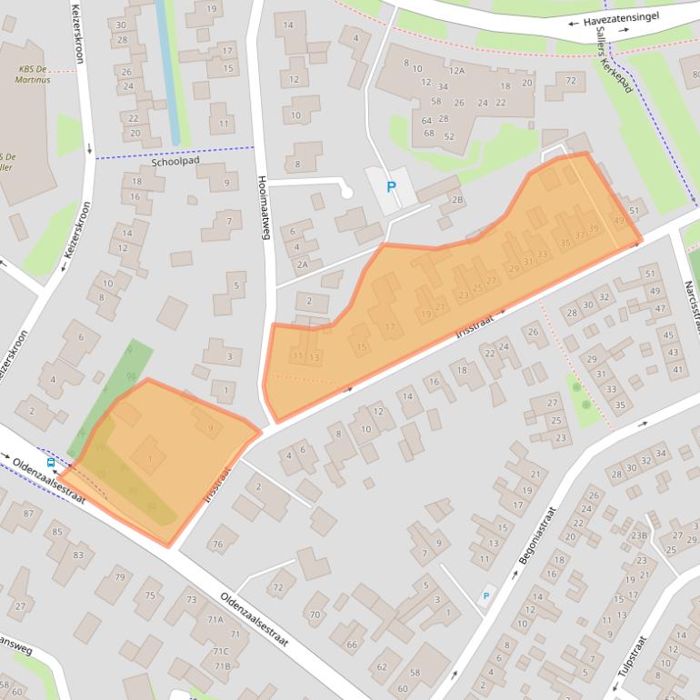 Kaart van postcodegebied 7581TZ.