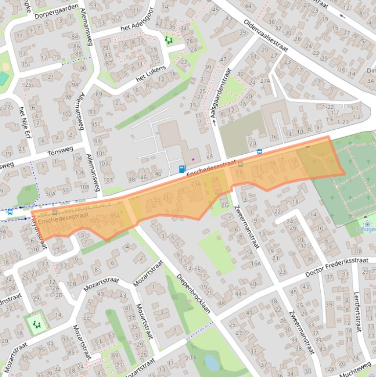 Kaart van postcodegebied 7582AE.