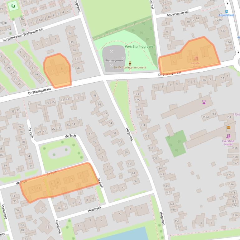 Kaart van postcodegebied 7582BM.